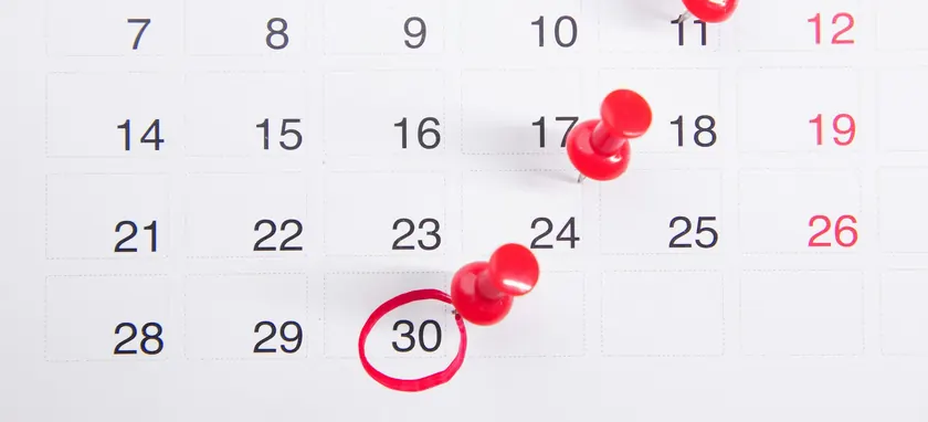 Um calendário com pioneses